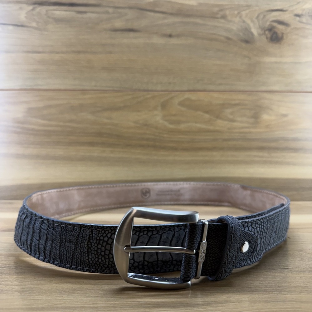 L.E.N. Lifestyle Genuine Ostrich Leg Mens Belt 38 Gray Exotic Golf Dress USA